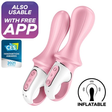 VIBRATORE ANALE GONFIABILE AIR PUMP BOOTY 5+ ROSA - SATISFYER CONNECT - Vibratori Doppia Stimolazione | erosidea.com
