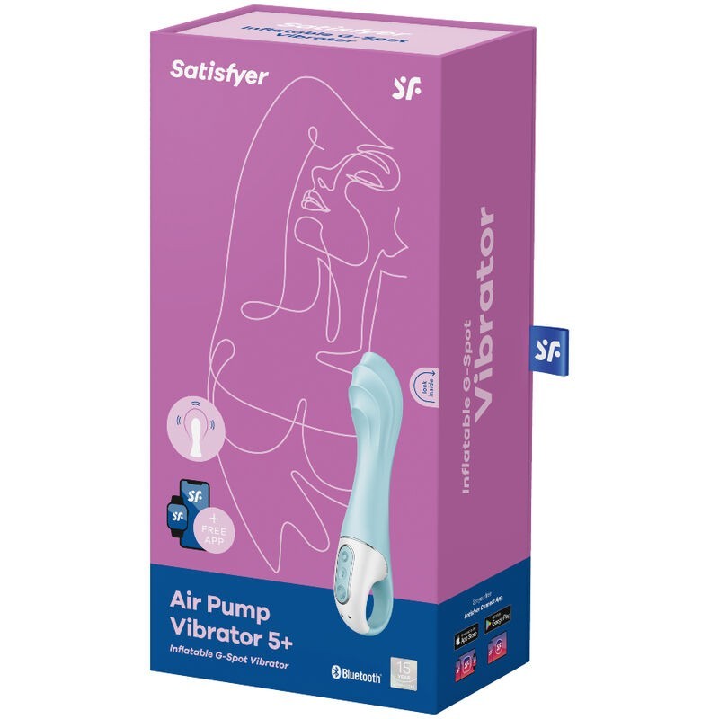 Vibratore Air Pump 5+ Gonfiabile G-Spot Blu - SATISFYER CONNECT - Vibratori Doppi | erosidea.com