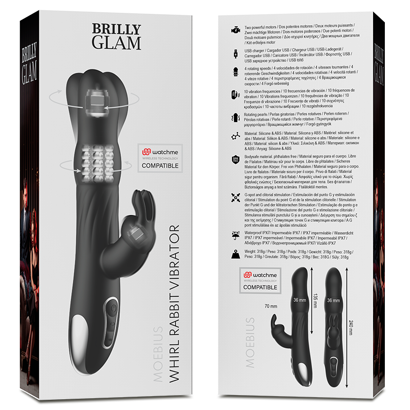 Vibratore Brilly Glam- E Rotator Rabbit Moebius Compatibile Con La Tecnologia Wireless Watchme - BRILLY GLAM - Vibratori Rabbit | erosidea.com