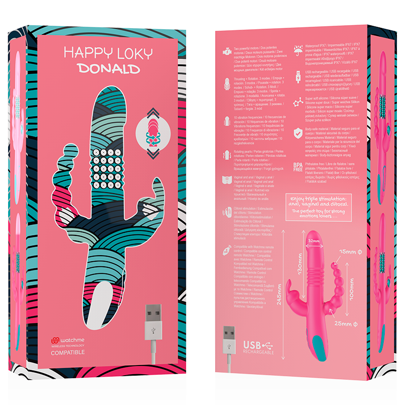 Happy Loky - Tripla Stimolazione Donald Tecnologia Wireless Anale G-Spot E Clitoridea Watchme - HAPPY LOKY - Vibratori punto G | erosidea.com