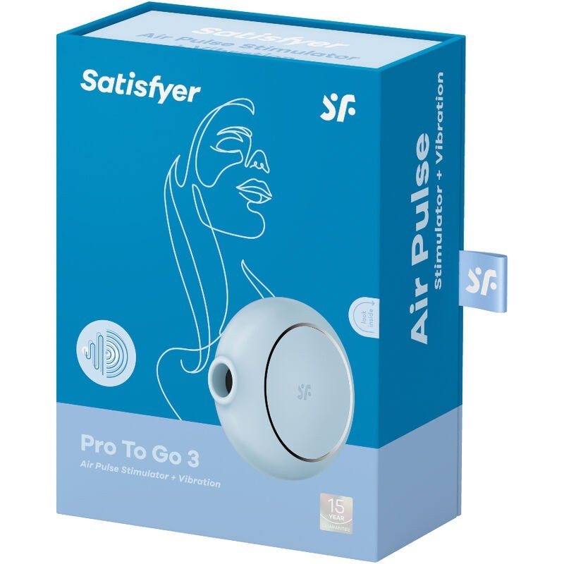Vibratore Stimolatore E A Doppio Pro To Go 3 Blu - SATISFYER AIR PULSE - Succhia Clitoride | erosidea.com
