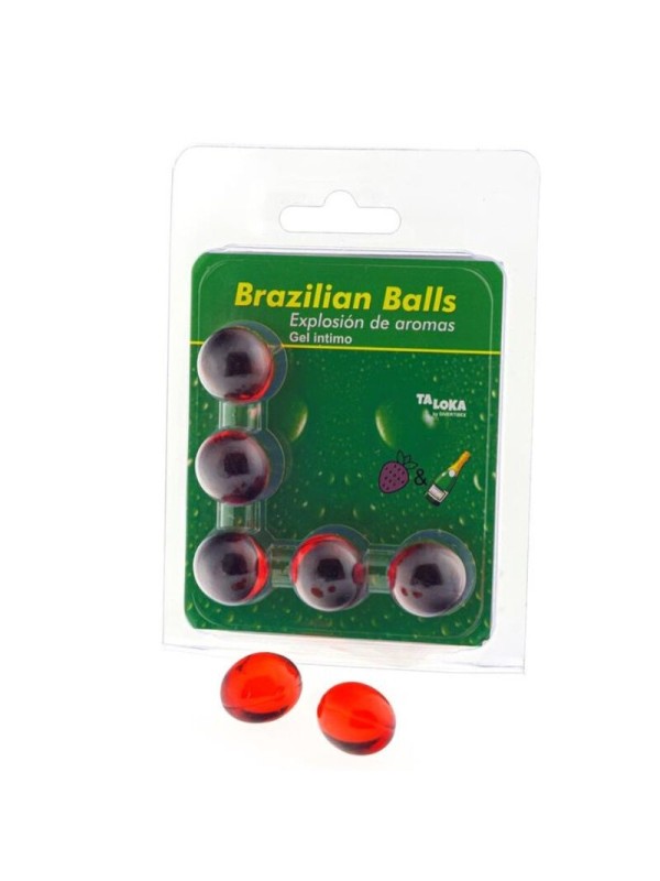 Taloka - 5 Sfere Brasiliane Gel Intimo Fragole E Champagne - TALOKA - Ovetti Palline Sfere | erosidea.com