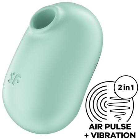 Pro To Go 2 Doppio Stimolatore E Vibratore Verde - SATISFYER AIR PULSE - Succhia Clitoride | erosidea.com