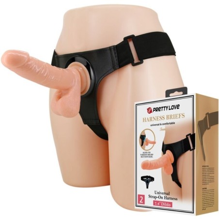 Imbragatura Slip Universale Con Dildo Tom 20 Cm Naturale - PRETTY LOVE - Strap-on e Imbracature | erosidea.com