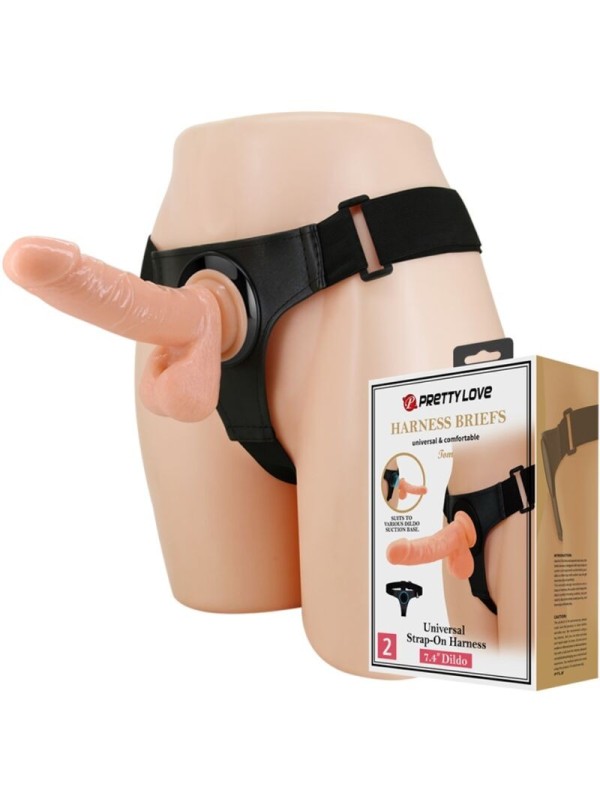 Imbragatura Slip Universale Con Dildo Tom 20 Cm Naturale - PRETTY LOVE - Strap-on e Imbracature | erosidea.com