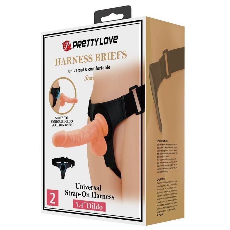 Imbragatura Slip Universale Con Dildo Tom 20 Cm Naturale - PRETTY LOVE - Strap-on e Imbracature | erosidea.com