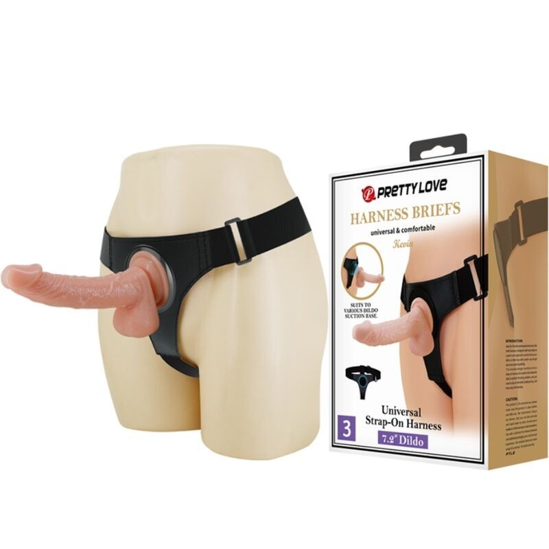Imbragatura Slip Universale Con Dildo Kevin 19 Cm Naturale - PRETTY LOVE - Strap-on e Imbracature | erosidea.com