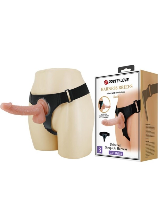Imbragatura Slip Universale Con Dildo Kevin 19 Cm Naturale - PRETTY LOVE - Strap-on e Imbracature | erosidea.com