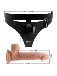 Imbragatura Slip Universale Con Dildo Kevin 19 Cm Naturale - PRETTY LOVE - Strap-on e Imbracature | erosidea.com