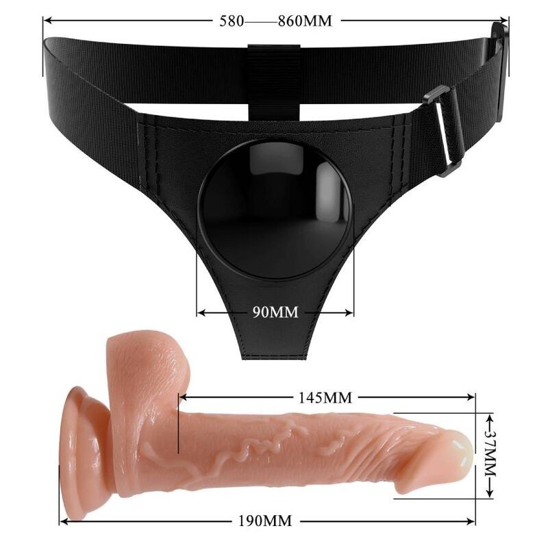 Imbragatura Slip Universale Con Dildo Kevin 19 Cm Naturale - PRETTY LOVE - Strap-on e Imbracature | erosidea.com