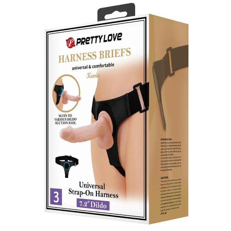 Imbragatura Slip Universale Con Dildo Kevin 19 Cm Naturale - PRETTY LOVE - Strap-on e Imbracature | erosidea.com