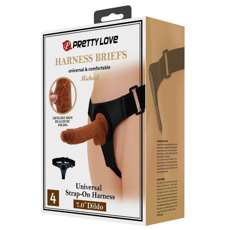 Imbragatura Slip Universale Imbragatura Con Dildo Micheal 20 Cm Nero - PRETTY LOVE - Strap-on e Imbracature | erosidea.com