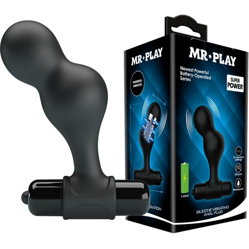 Vibratore Mr Play Plug Anale In Silicone Nero - MR PLAY - Plug e Catene Anali | erosidea.com