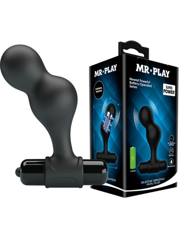 Vibratore Mr Play Plug Anale In Silicone Nero - MR PLAY - Plug e Catene Anali | erosidea.com