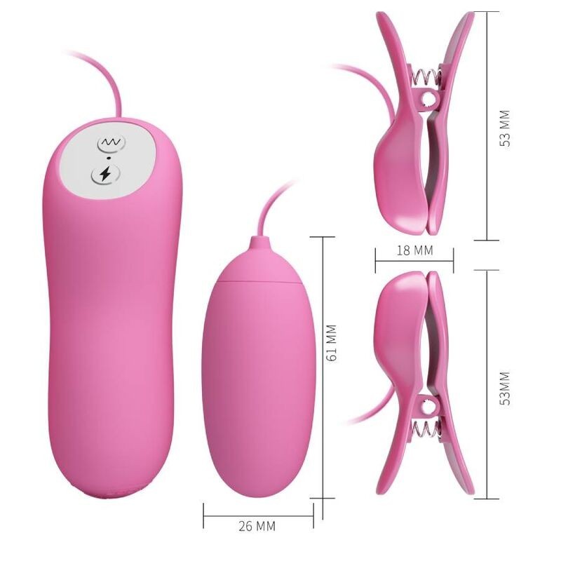 Pretty Love - Pinzetta Con Vibrazione Ed Elettroshock Rosa - PRETTY LOVE - Vibratori | erosidea.com