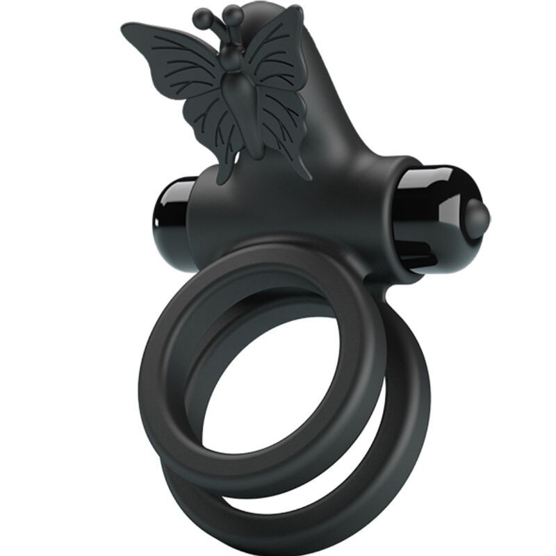 Pretty Love - Doppio Anello Vibrante Con Stimolatore Nero - PRETTY LOVE MALE - Anelli Fallici | erosidea.com