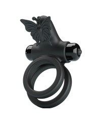 Pretty Love - Doppio Anello Vibrante Con Stimolatore Nero - PRETTY LOVE MALE - Anelli Fallici | erosidea.com