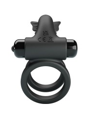 Pretty Love - Doppio Anello Vibrante Con Stimolatore Nero - PRETTY LOVE MALE - Anelli Fallici | erosidea.com