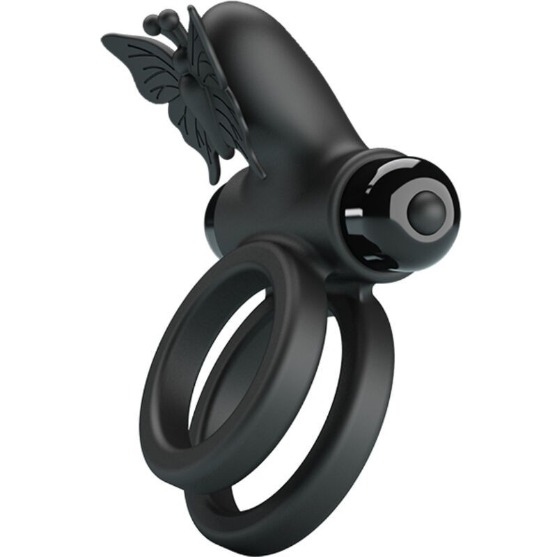 Pretty Love - Doppio Anello Vibrante Con Stimolatore Nero - PRETTY LOVE MALE - Anelli Fallici | erosidea.com