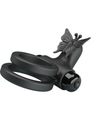 Pretty Love - Doppio Anello Vibrante Con Stimolatore Nero - PRETTY LOVE MALE - Anelli Fallici | erosidea.com
