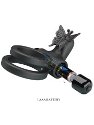 Pretty Love - Doppio Anello Vibrante Con Stimolatore Nero - PRETTY LOVE MALE - Anelli Fallici | erosidea.com