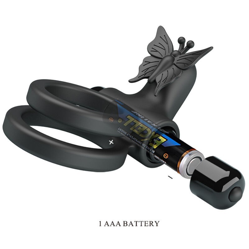 Pretty Love - Doppio Anello Vibrante Con Stimolatore Nero - PRETTY LOVE MALE - Anelli Fallici | erosidea.com