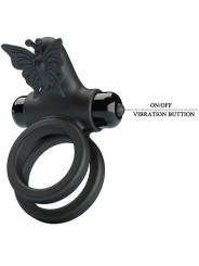 Pretty Love - Doppio Anello Vibrante Con Stimolatore Nero - PRETTY LOVE MALE - Anelli Fallici | erosidea.com