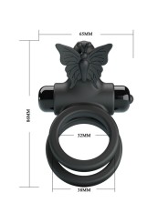 Pretty Love - Doppio Anello Vibrante Con Stimolatore Nero - PRETTY LOVE MALE - Anelli Fallici | erosidea.com