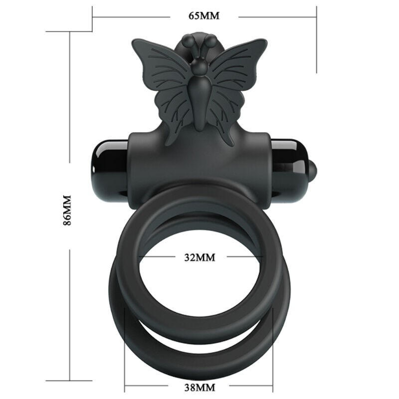 Pretty Love - Doppio Anello Vibrante Con Stimolatore Nero - PRETTY LOVE MALE - Anelli Fallici | erosidea.com