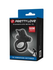 Pretty Love - Doppio Anello Vibrante Con Stimolatore Nero - PRETTY LOVE MALE - Anelli Fallici | erosidea.com