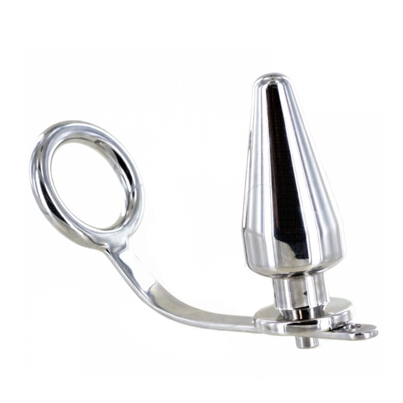 Metal Hard - Anello In Acciaio Duro Con Tappo Anale 80 X 55 Mm - METAL HARD - Plug e Catene Anali | erosidea.com