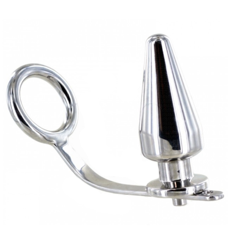 Metal Hard - Anello In Acciaio Duro Con Tappo Anale 80 X 55 Mm - METAL HARD - Plug e Catene Anali | erosidea.com
