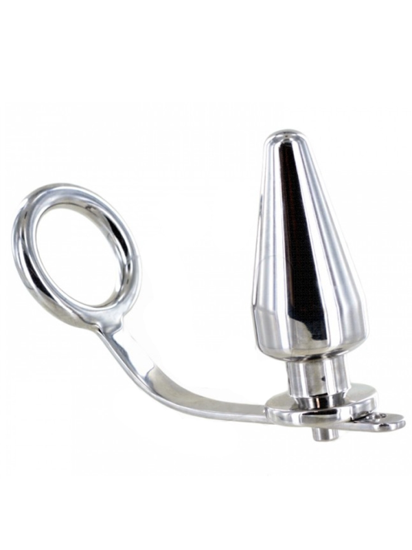 Metal Hard - Anello In Acciaio Duro Con Tappo Anale 80 X 55 Mm - METAL HARD - Plug e Catene Anali | erosidea.com
