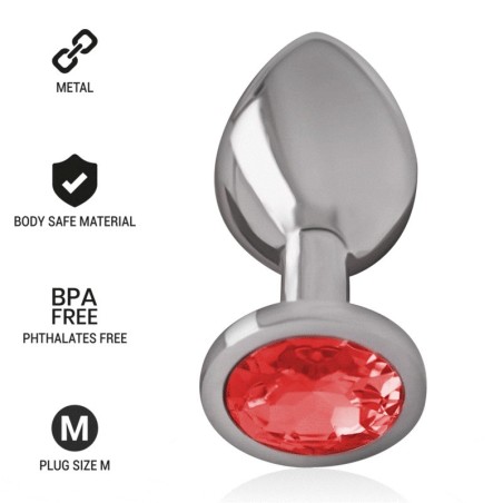 Intense - Plug Anale In Metallo Con Cristallo Rosso Misura M - INTENSE ANAL TOYS - Plug e Catene Anali | erosidea.com