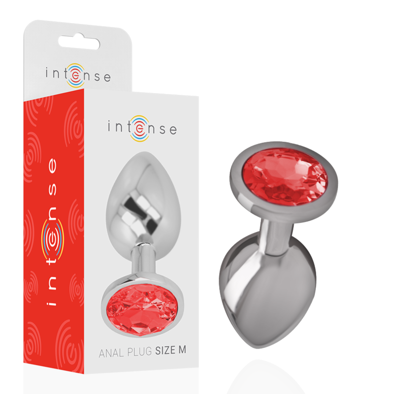 Intense - Plug Anale In Metallo Con Cristallo Rosso Misura M - INTENSE ANAL TOYS - Plug e Catene Anali | erosidea.com