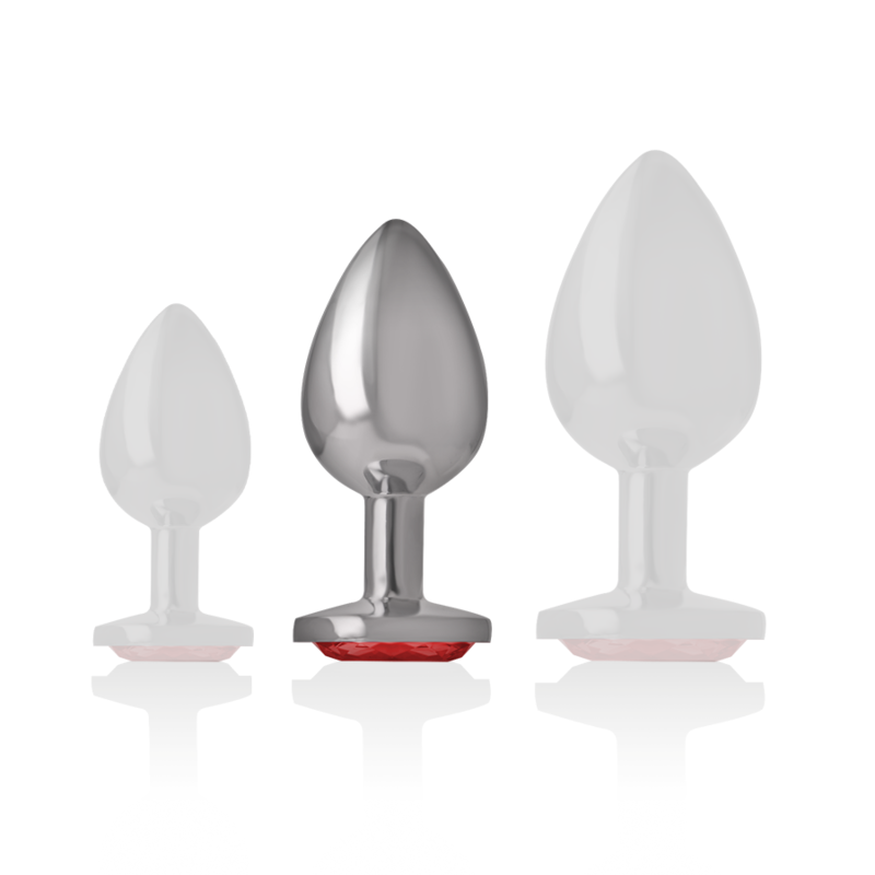 Intense - Plug Anale In Metallo Con Cristallo Rosso Misura M - INTENSE ANAL TOYS - Plug e Catene Anali | erosidea.com