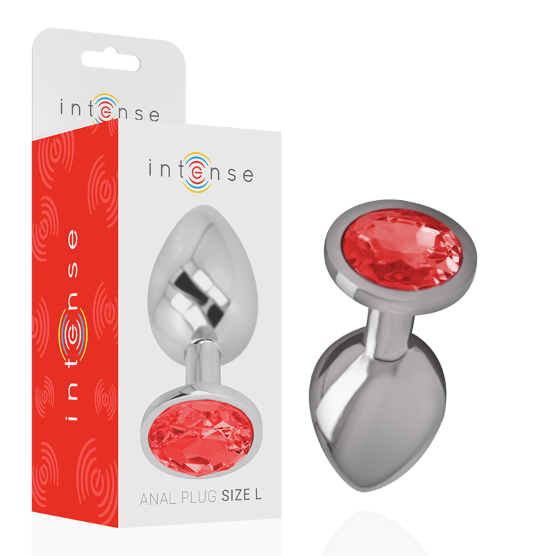 Intense - Plug Anale Alluminio Con Cristallo Rosso - INTENSE ANAL TOYS - Plug e Catene Anali | erosidea.com
