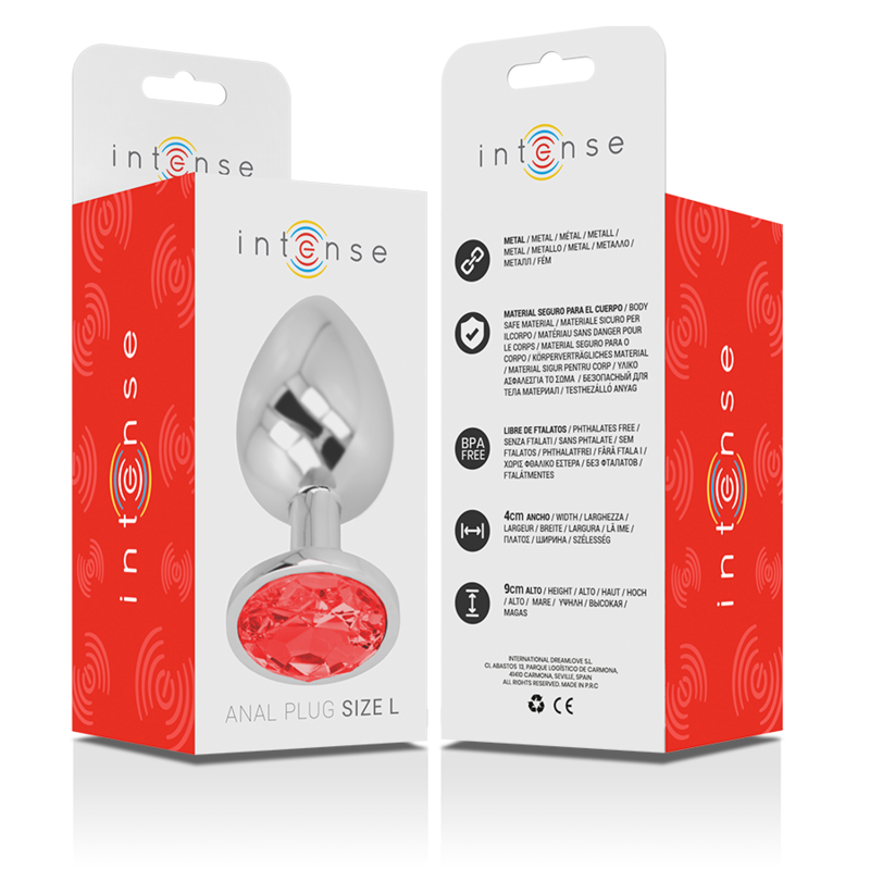 Intense - Plug Anale Alluminio Con Cristallo Rosso - INTENSE ANAL TOYS - Plug e Catene Anali | erosidea.com