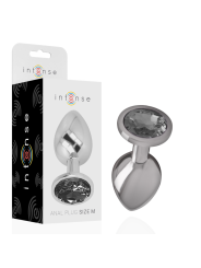 Intense - Plug Anale In Metallo Alluminio Con Vetro Nero Taglia M - INTENSE ANAL TOYS - Plug e Catene Anali | erosidea.com