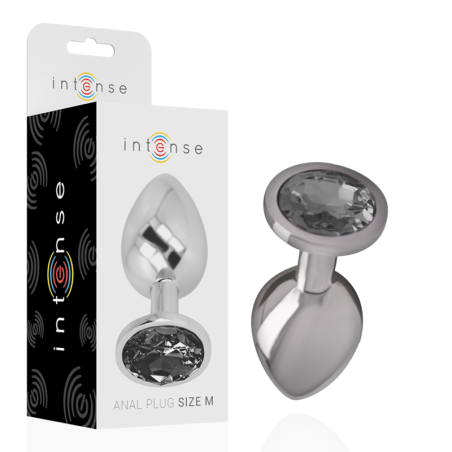 Intense - Plug Anale In Metallo Alluminio Con Vetro Nero Taglia M - INTENSE ANAL TOYS - Plug e Catene Anali | erosidea.com