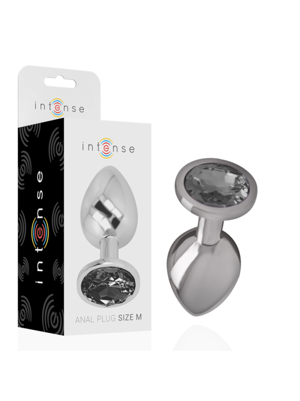 Intense - Plug Anale In Metallo Alluminio Con Vetro Nero Taglia M - INTENSE ANAL TOYS - Plug e Catene Anali | erosidea.com