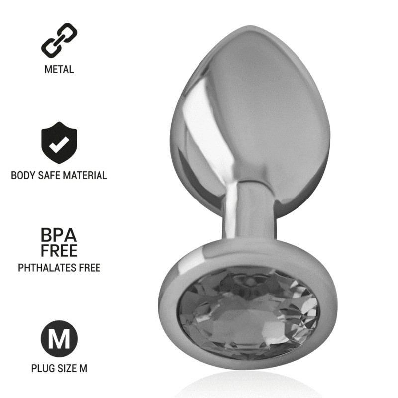 Intense - Plug Anale In Metallo Alluminio Con Vetro Nero Taglia M - INTENSE ANAL TOYS - Plug e Catene Anali | erosidea.com