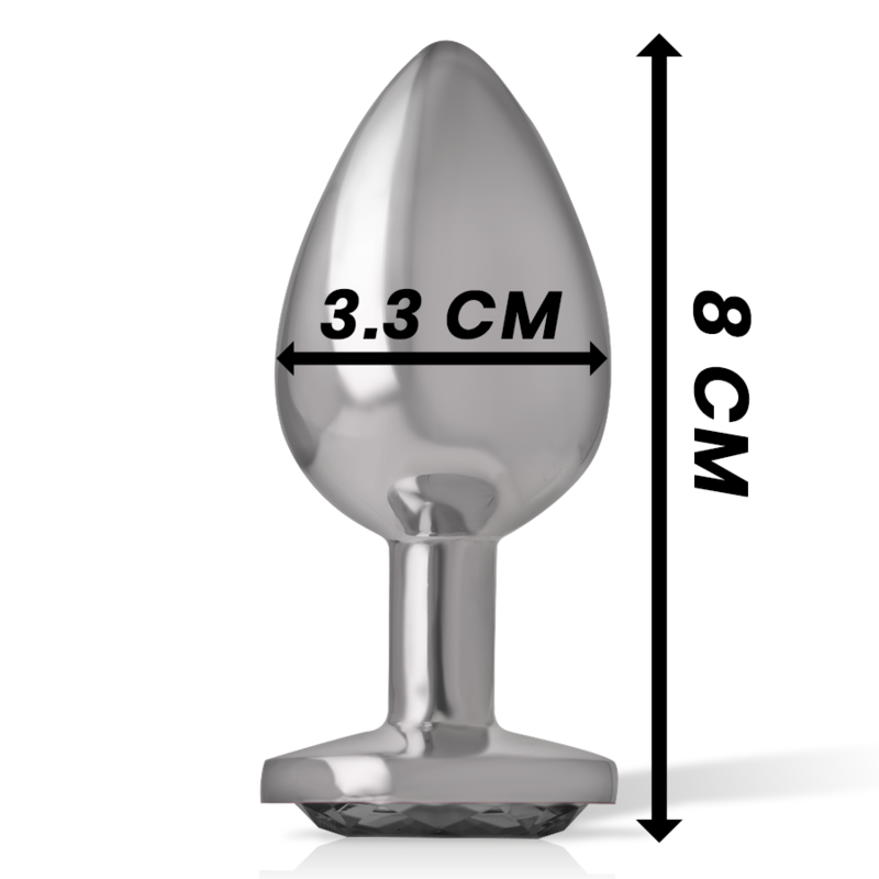 Intense - Plug Anale In Metallo Alluminio Con Vetro Nero Taglia M - INTENSE ANAL TOYS - Plug e Catene Anali | erosidea.com