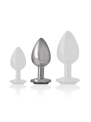 Intense - Plug Anale In Metallo Alluminio Con Vetro Nero Taglia M - INTENSE ANAL TOYS - Plug e Catene Anali | erosidea.com