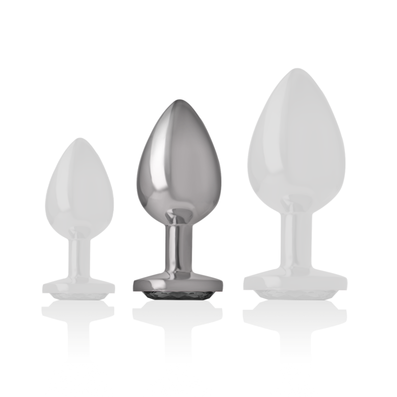 Intense - Plug Anale In Metallo Alluminio Con Vetro Nero Taglia M - INTENSE ANAL TOYS - Plug e Catene Anali | erosidea.com
