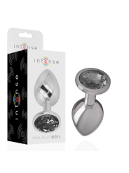 Intense - Plug Anale In Metallo Alluminio Con Vetro Nero Taglia L - INTENSE ANAL TOYS - Plug e Catene Anali | erosidea.com