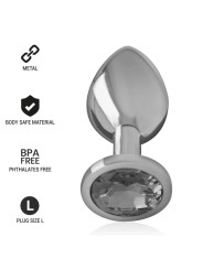 Intense - Plug Anale In Metallo Alluminio Con Vetro Nero Taglia L - INTENSE ANAL TOYS - Plug e Catene Anali | erosidea.com