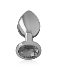 Intense - Plug Anale In Metallo Alluminio Con Vetro Nero Taglia L - INTENSE ANAL TOYS - Plug e Catene Anali | erosidea.com