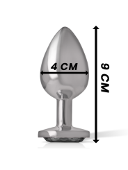 Intense - Plug Anale In Metallo Alluminio Con Vetro Nero Taglia L - INTENSE ANAL TOYS - Plug e Catene Anali | erosidea.com