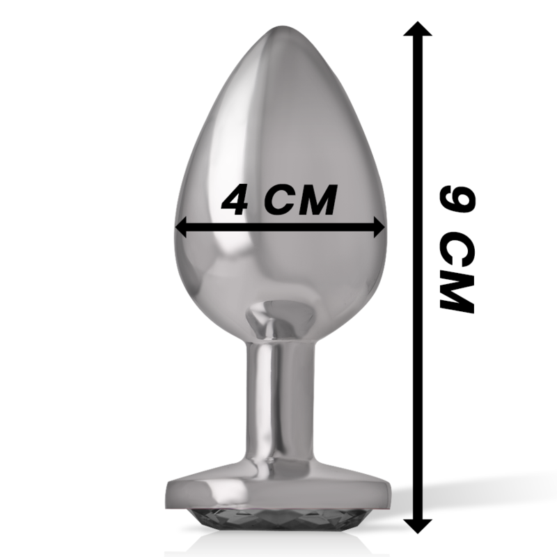 Intense - Plug Anale In Metallo Alluminio Con Vetro Nero Taglia L - INTENSE ANAL TOYS - Plug e Catene Anali | erosidea.com